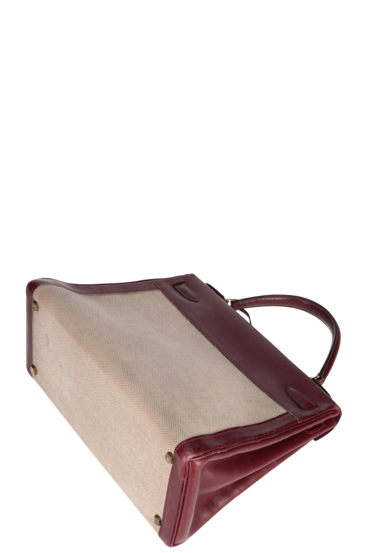 HERMES Vintage Kelly Toile 28 Burgundy