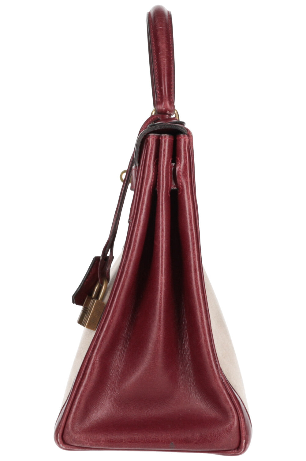 HERMES Vintage Kelly Toile 28 Burgundy