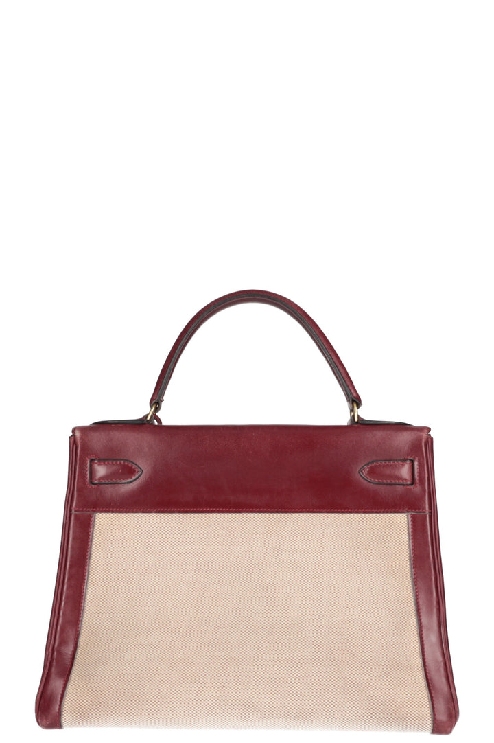 HERMES Vintage Kelly Toile 28 Bordeaux