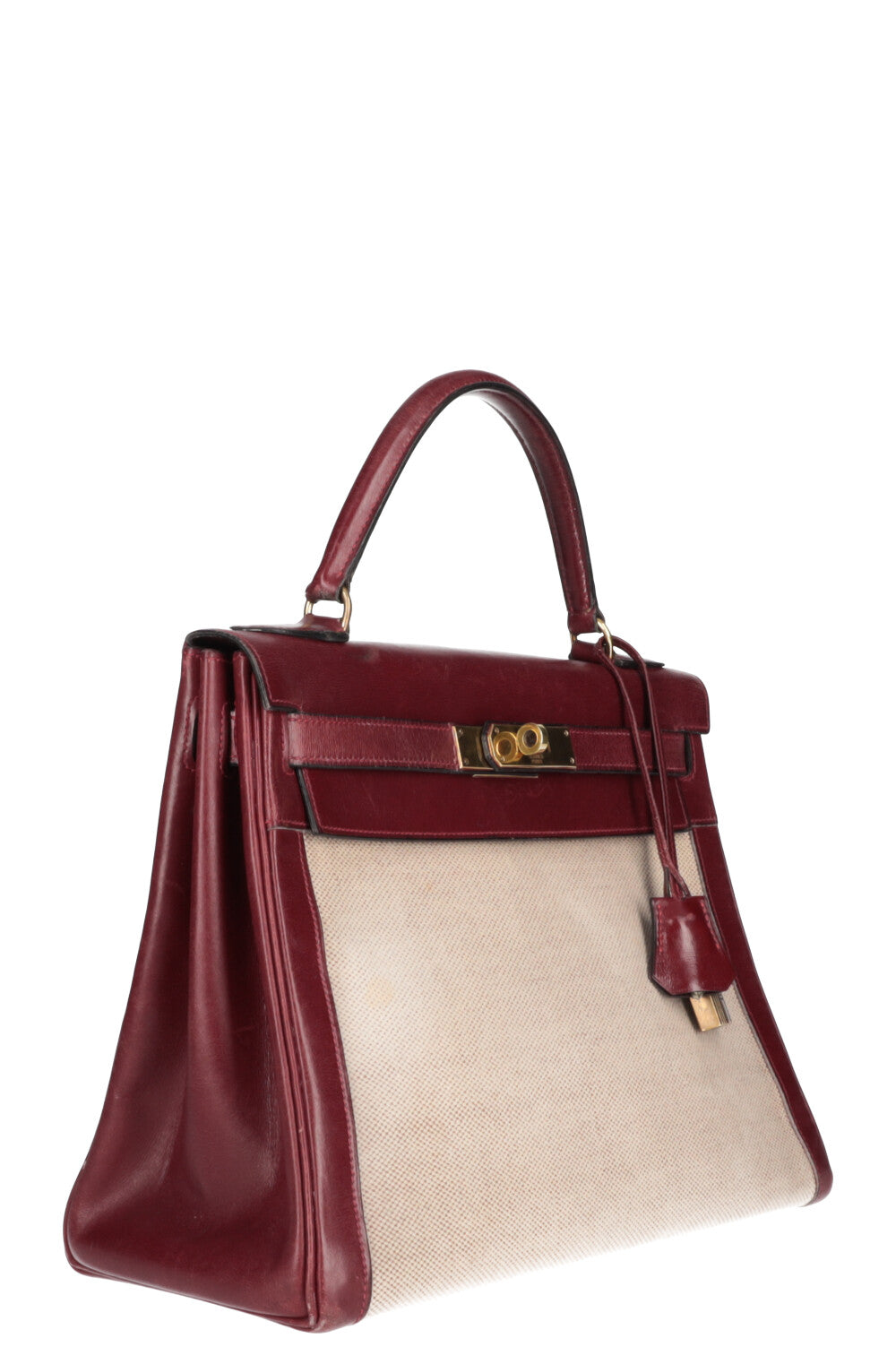 HERMES Vintage Kelly Toile 28 Burgundy