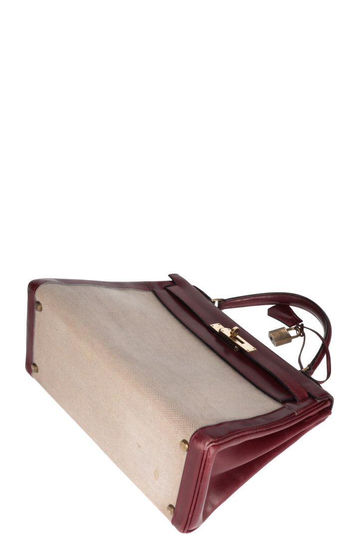 HERMES Vintage Kelly Toile 28 Burgundy