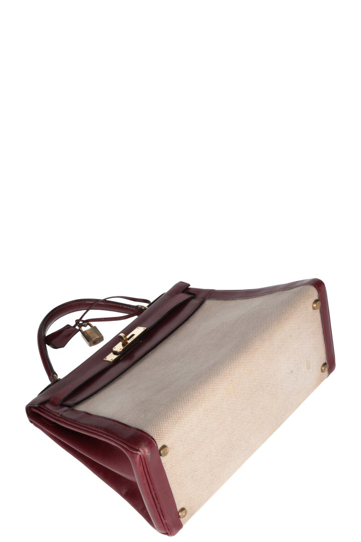 HERMES Vintage Kelly Toile 28 Burgundy