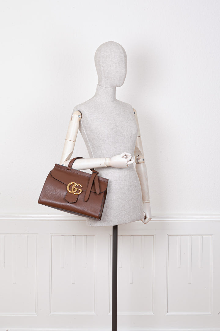 GUCCI Marmont Top Handle Bag Brown
