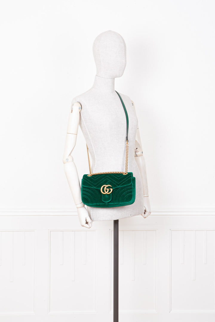 GUCCI GG Marmont Sac Velours Vert Petit