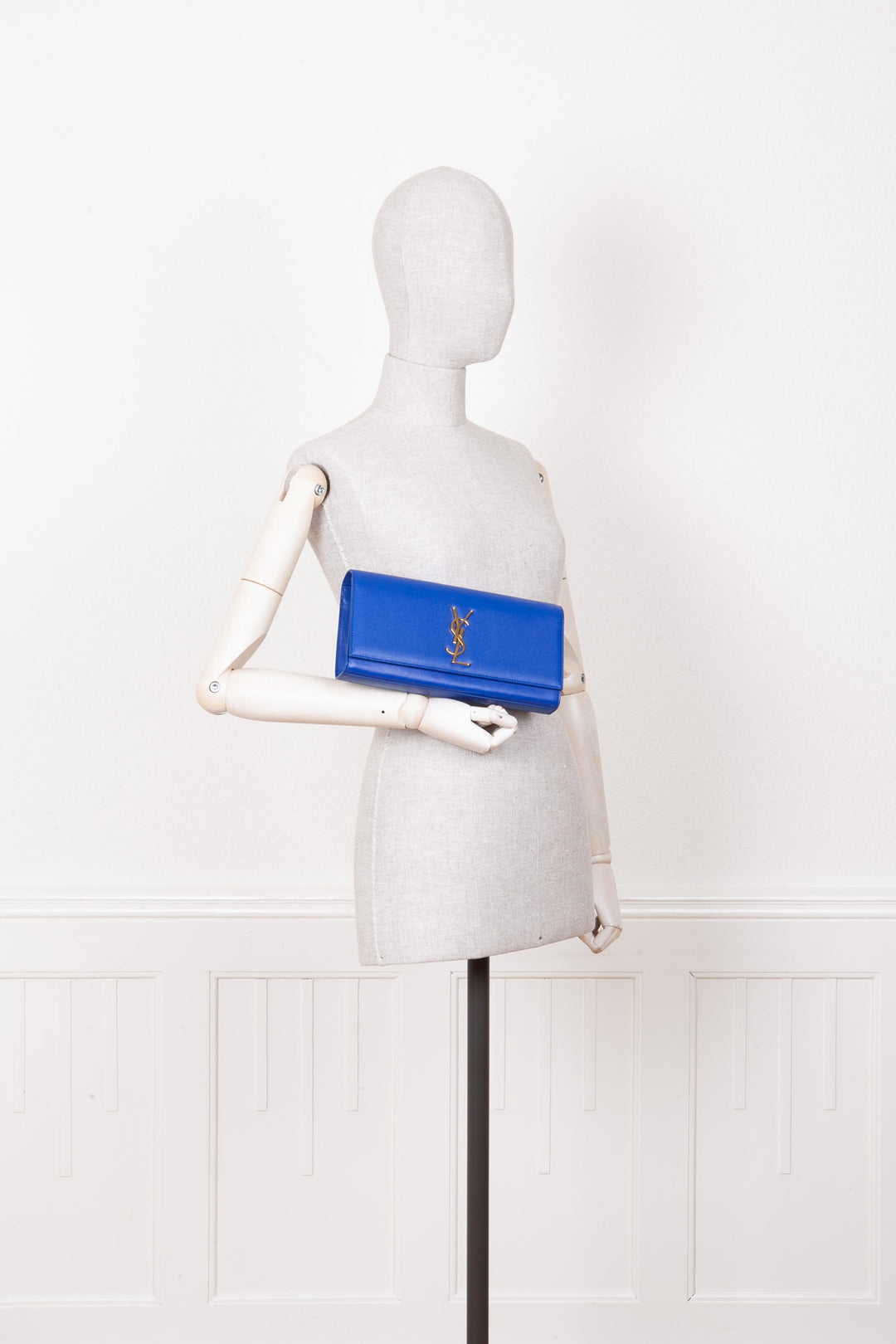 SAINT LAURENT Classic Monogram Clutch Blue