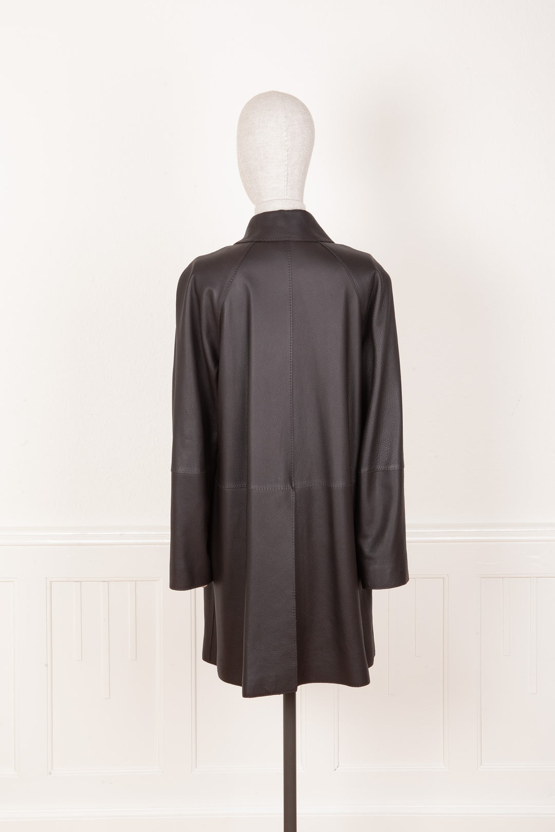HERMÈS Manteau Cuir De Cerf Marron