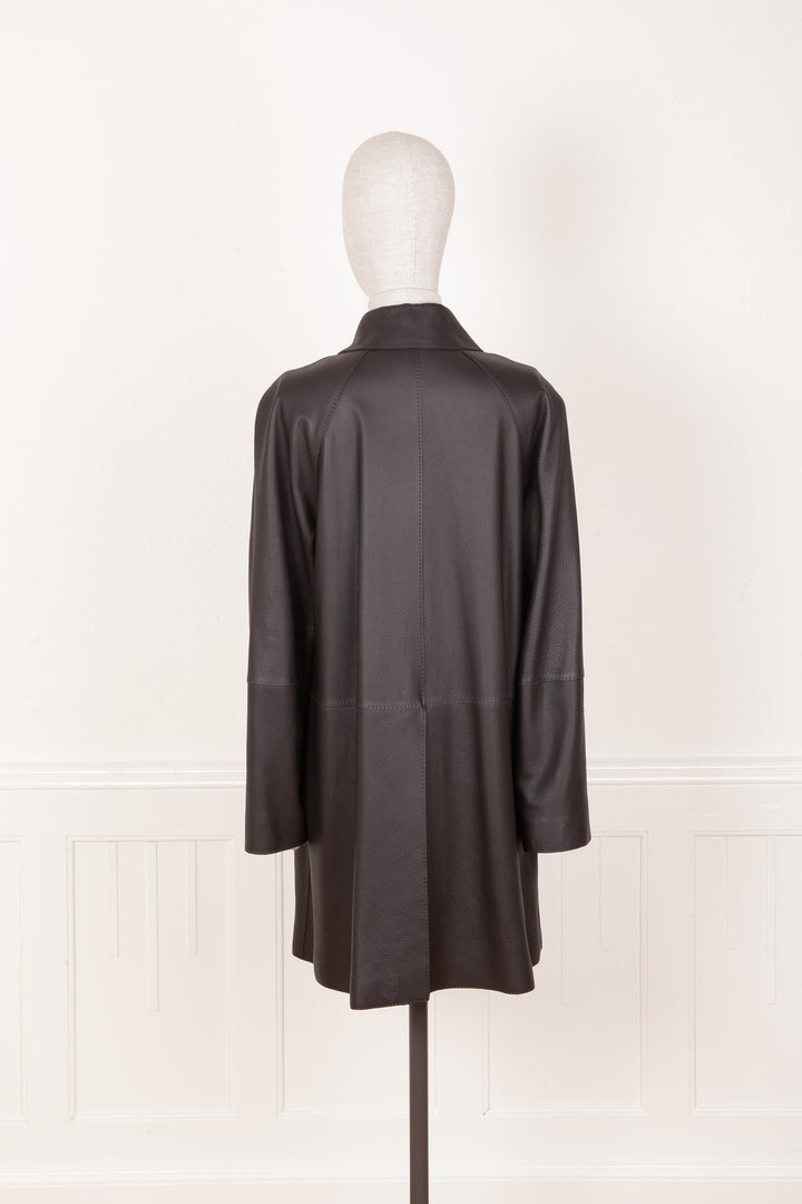 HERMÈS Manteau Cuir De Cerf Marron