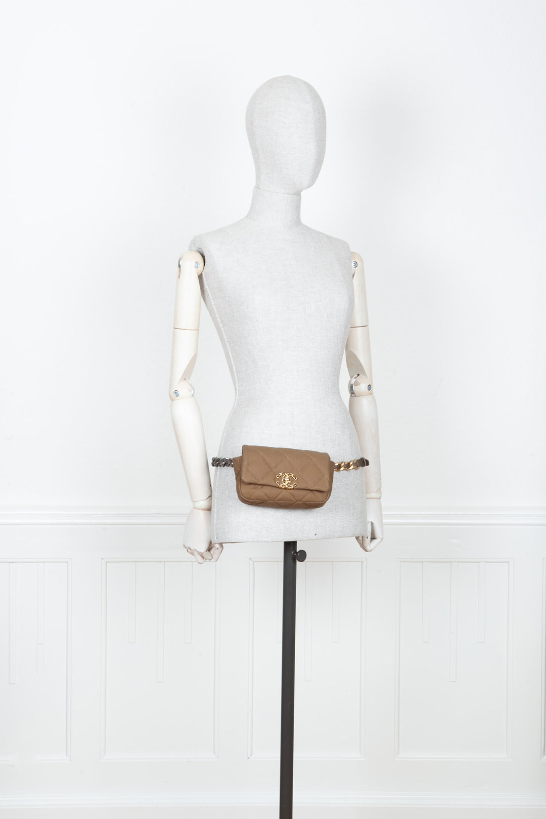 CHANEL 19 Belt Bag Canvas Khaki