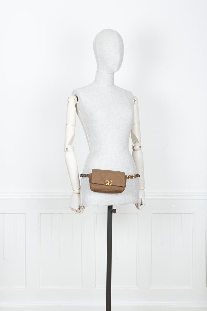 CHANEL 19 Belt Bag Canvas Khaki