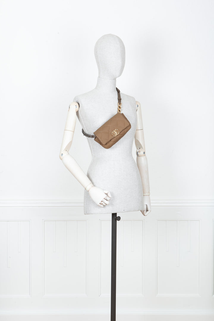 CHANEL 19 Belt Bag Canvas Khaki