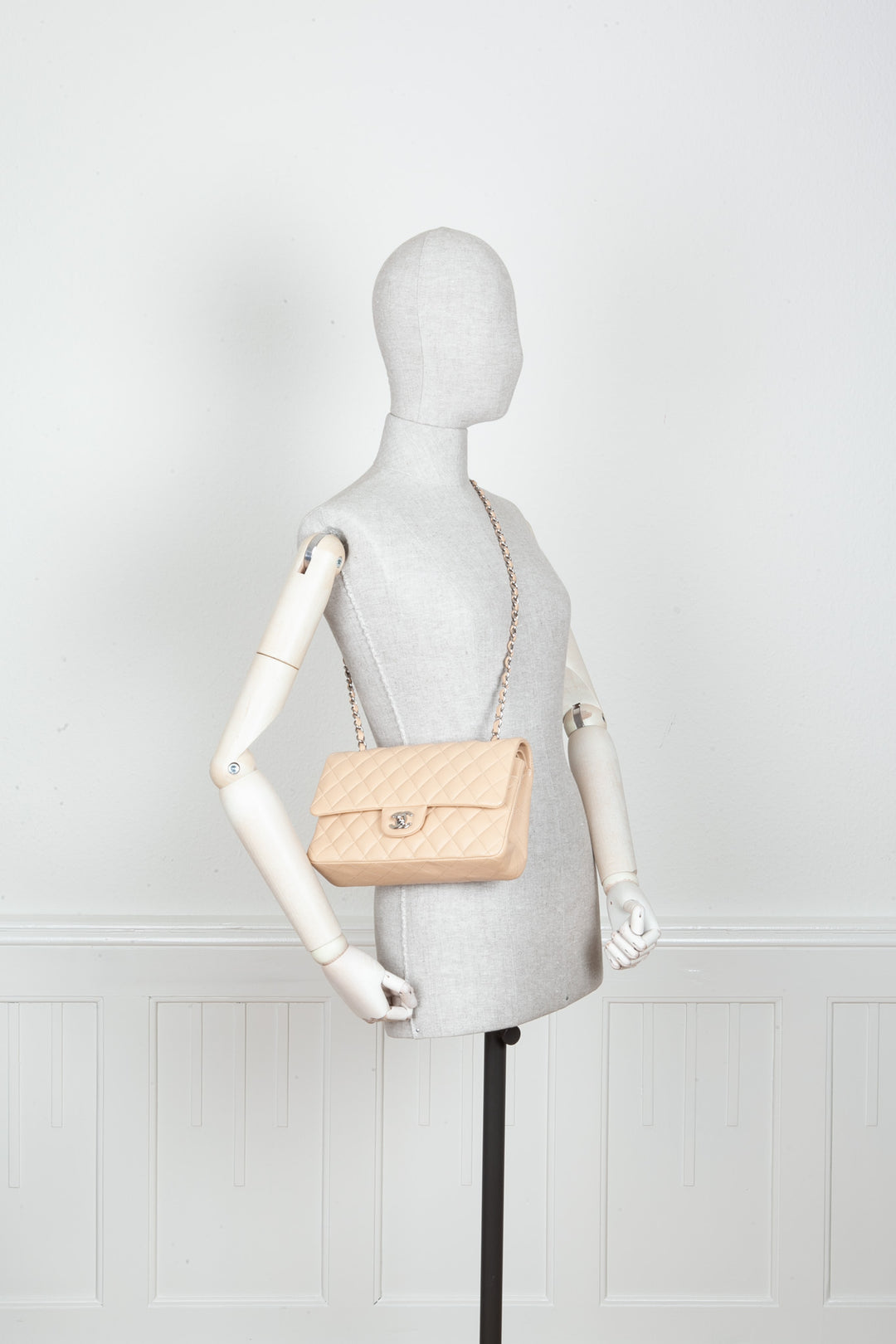 CHANEL Sac à Double Rabat Moyen Beige 2019