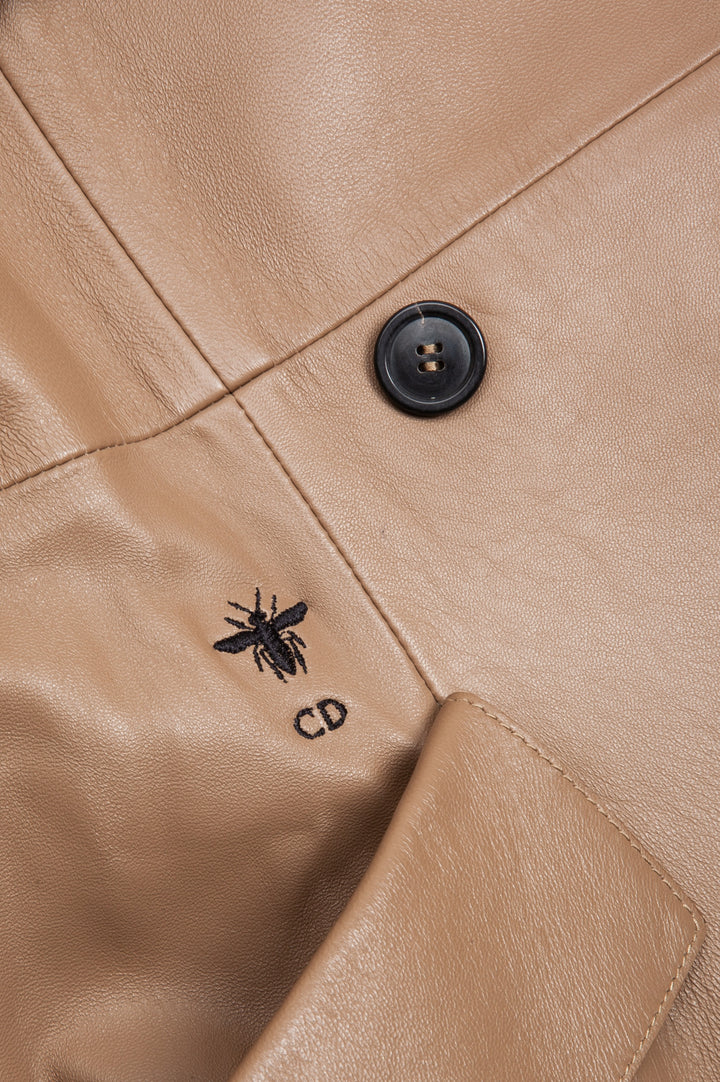 CHRISTIAN DIOR Manteau en cuir Nude