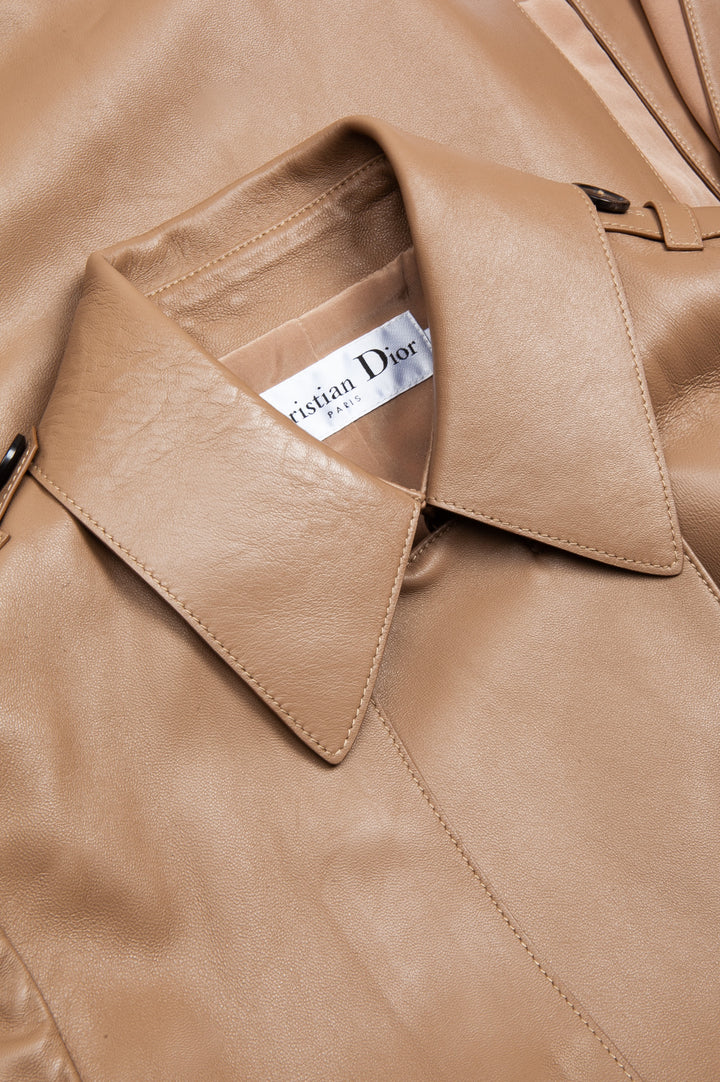 CHRISTIAN DIOR Manteau en cuir Nude