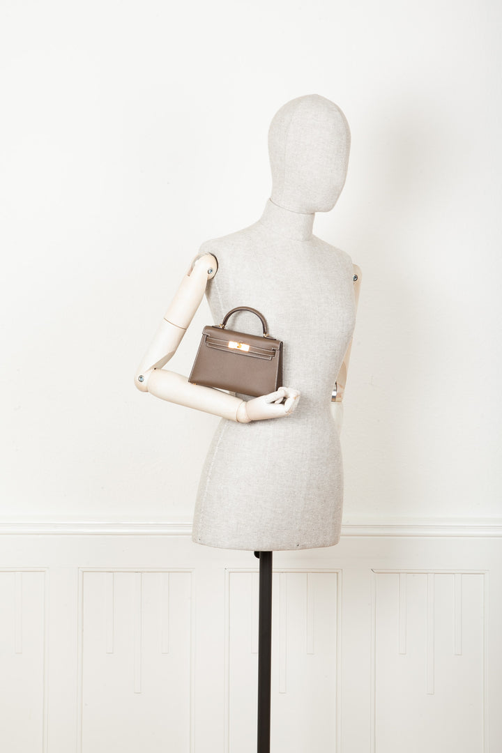 HERMÈS Mini Kelly II Epsom Etoupe