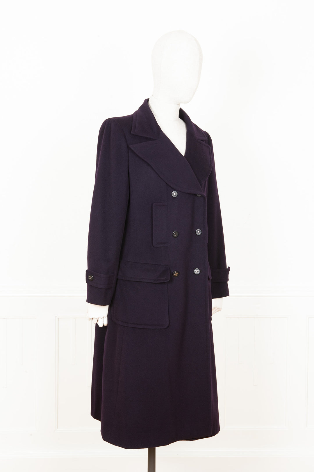 CHANEL Coat Cashmere Purple