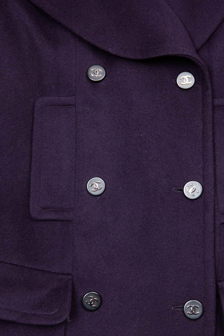 CHANEL Coat Cashmere Purple