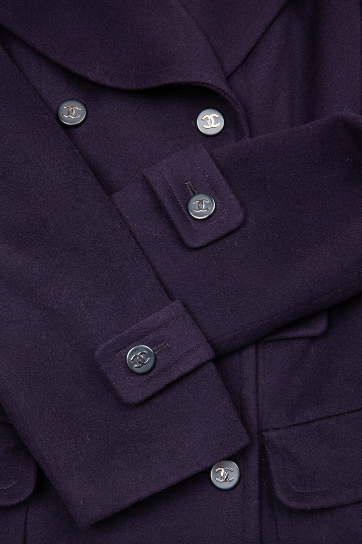 CHANEL Coat Cashmere Purple