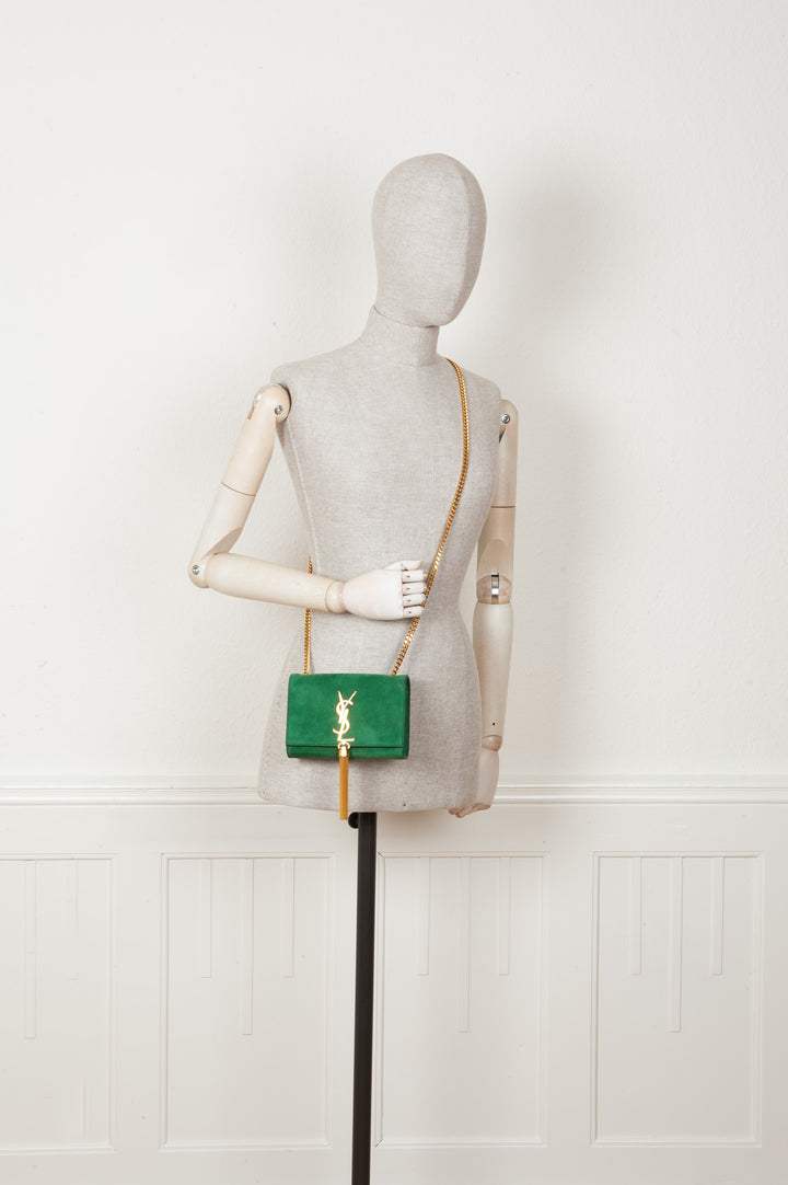 SAINT LAURENT Sac Kate Daim Vert