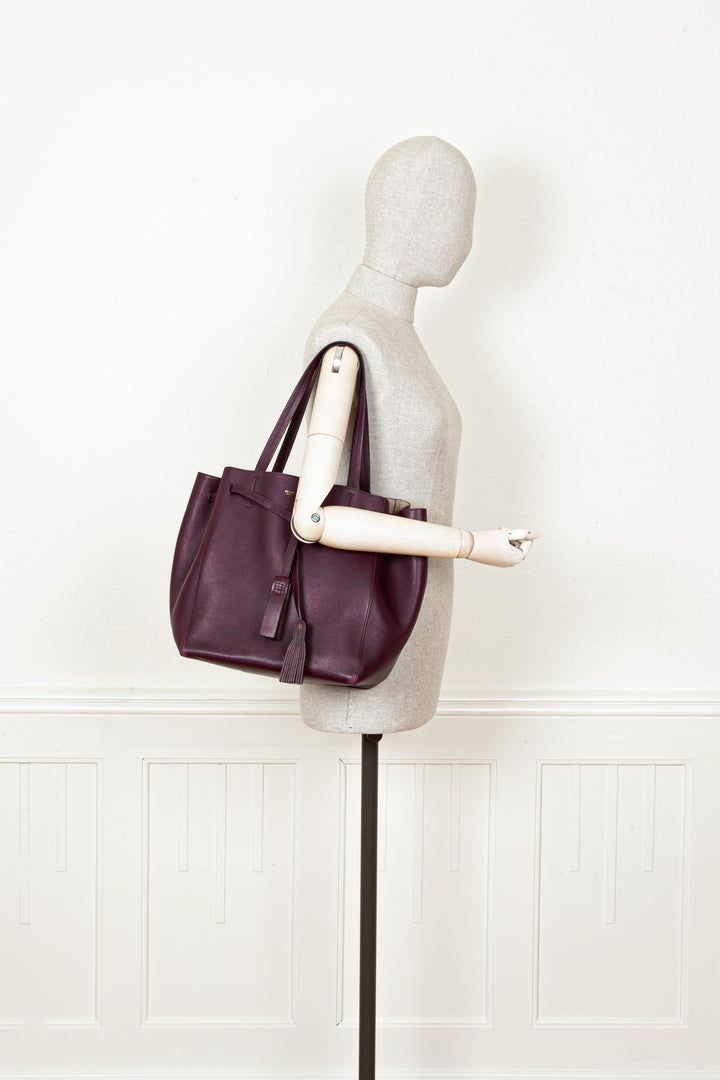 CÉLINE Cabas Phantom Small Tote with Tassel Bag Burgundy