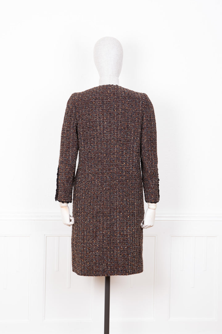 CHANEL Tweed Coat Brown