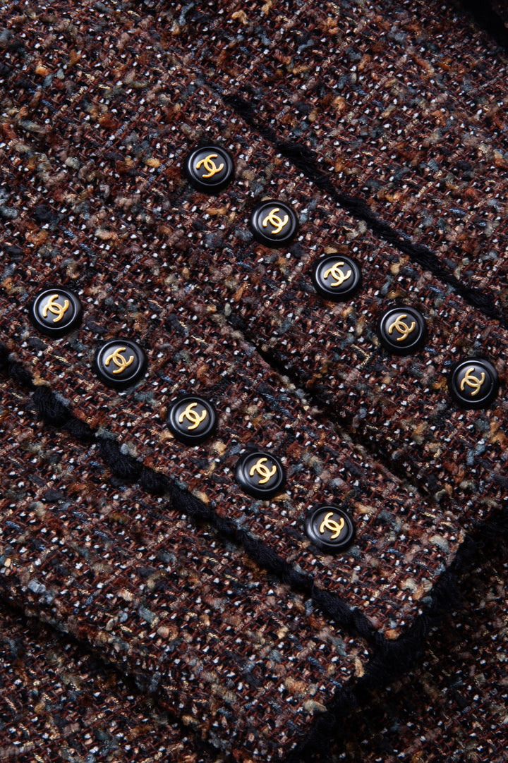 CHANEL Tweed Coat Brown