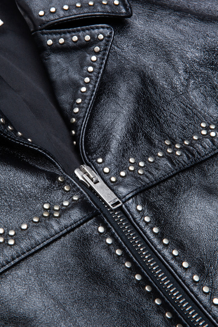 SAINT LAURENT Leather Jacket Studs Black