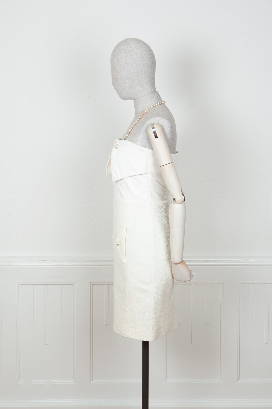 CHANEL Dress White Leather Top Spring 2012