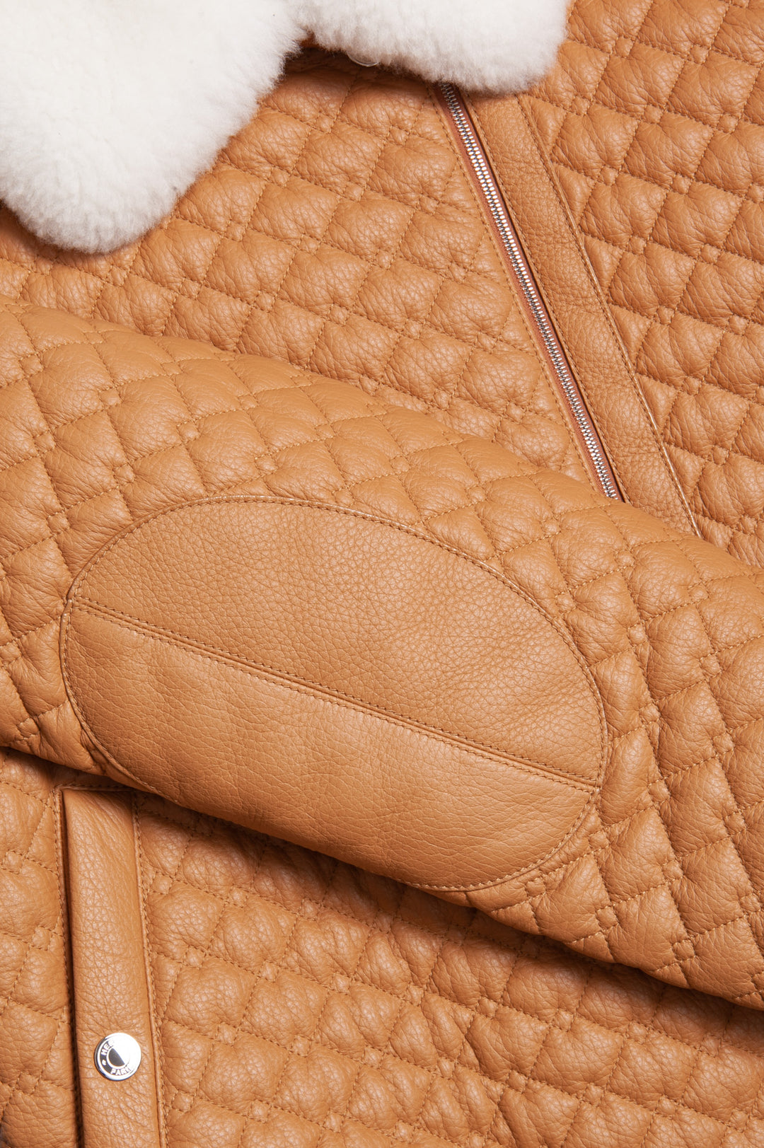 HERMÈS Quilted Leather Bomber Jacket Cognac