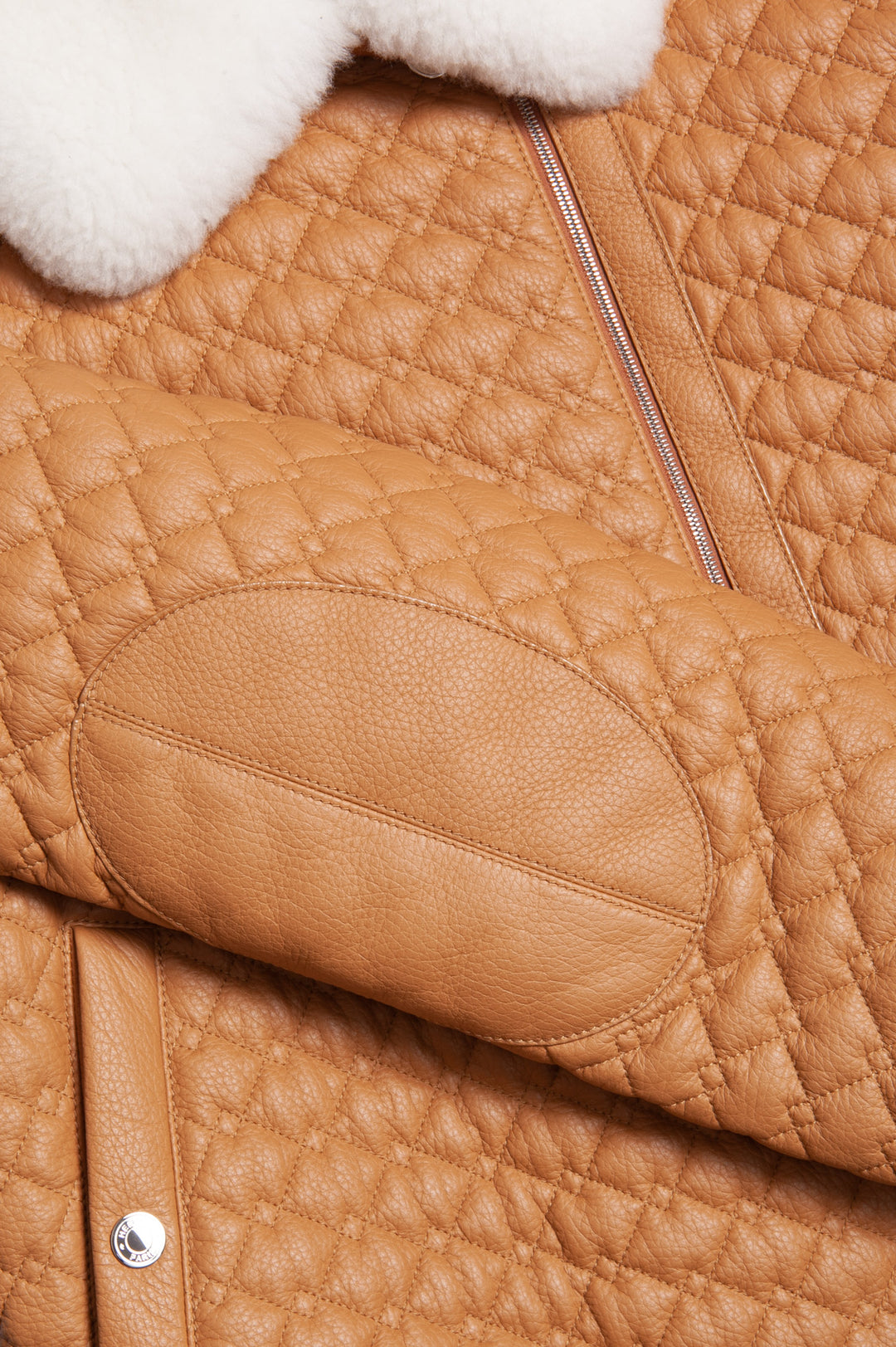 HERMÈS Quilted Leather Bomber Jacket Cognac