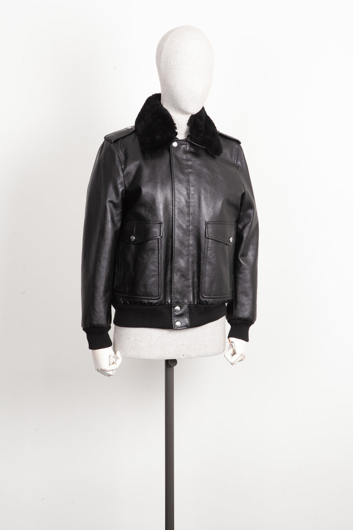 CELINE Pilot Leather Jacket Black