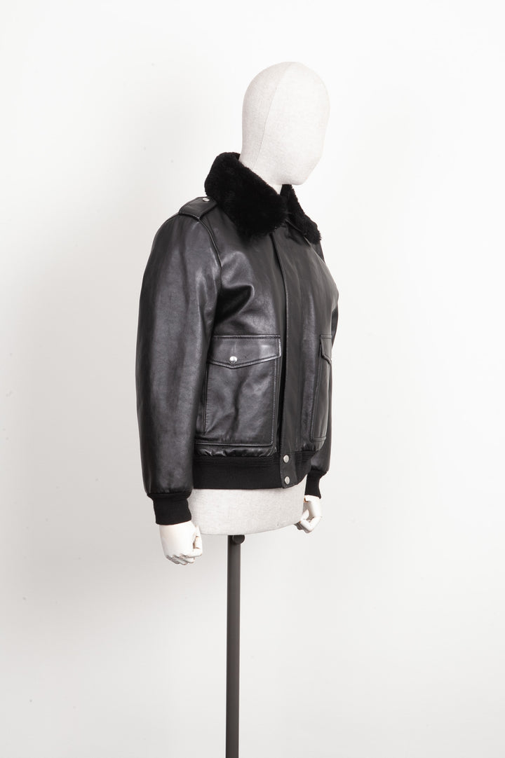 CELINE Pilot Leather Jacket Black