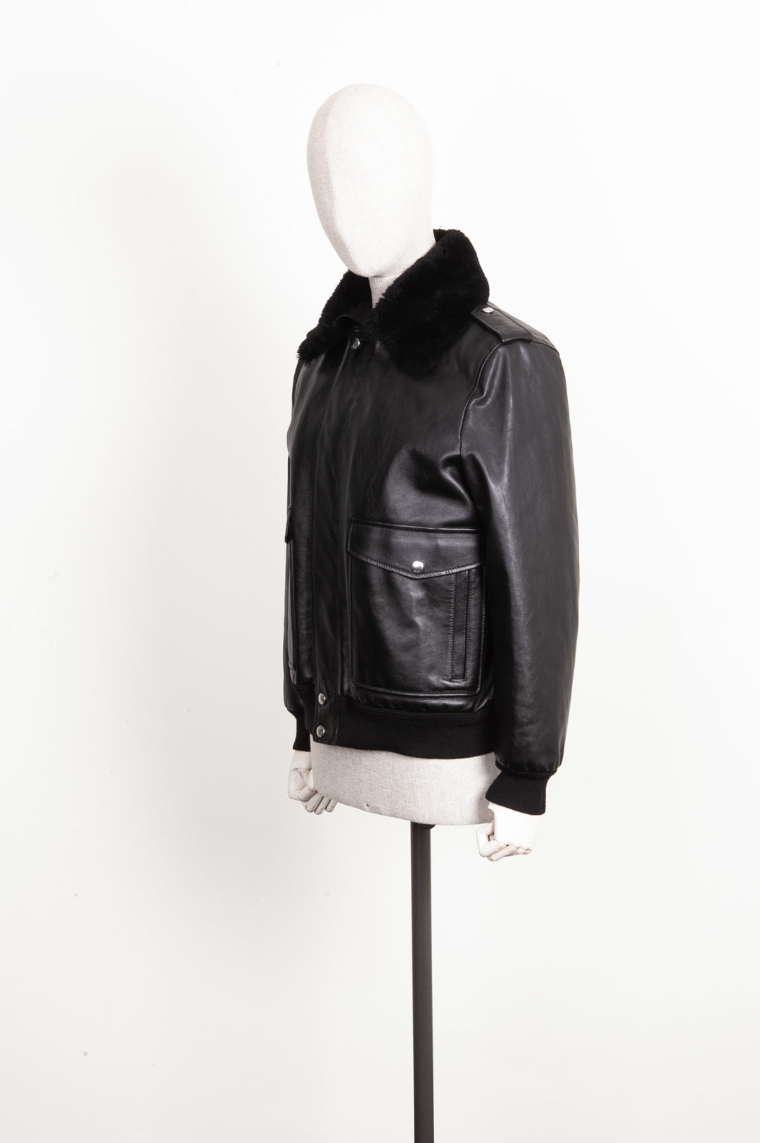 CELINE Pilot Leather Jacket Black