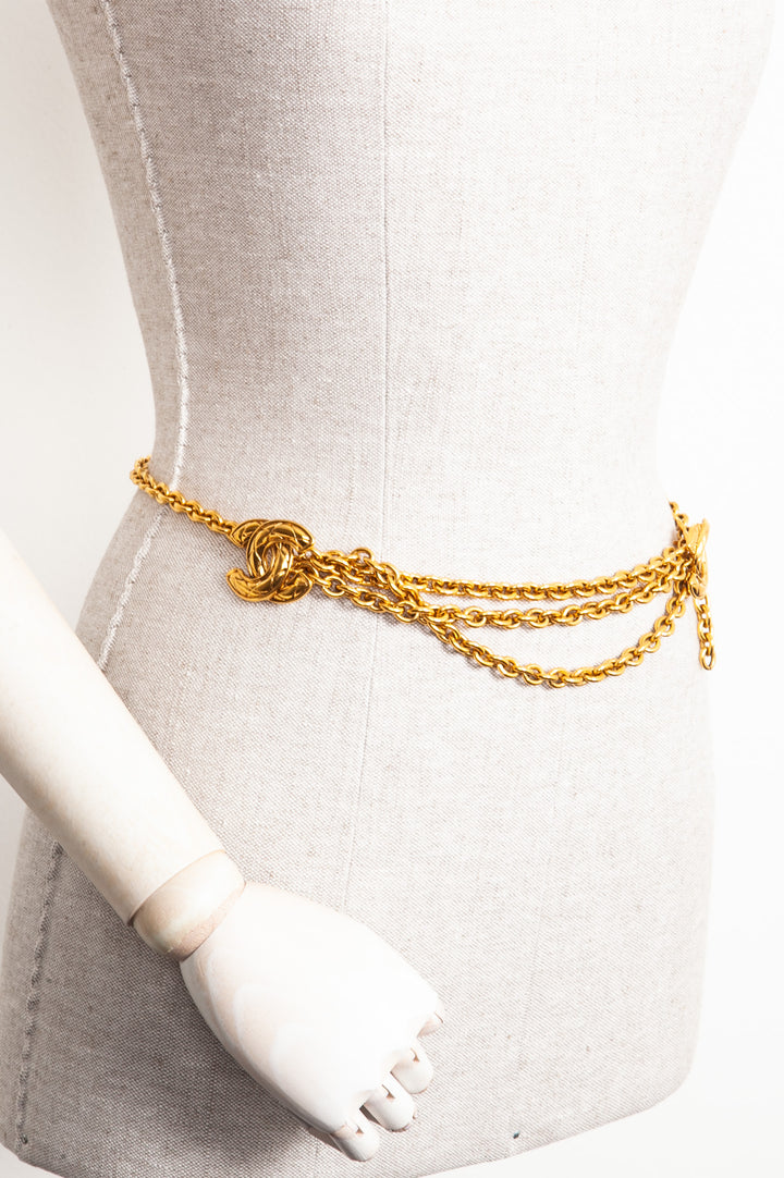 CHANEL Ceinture CC matelassée vintage Or