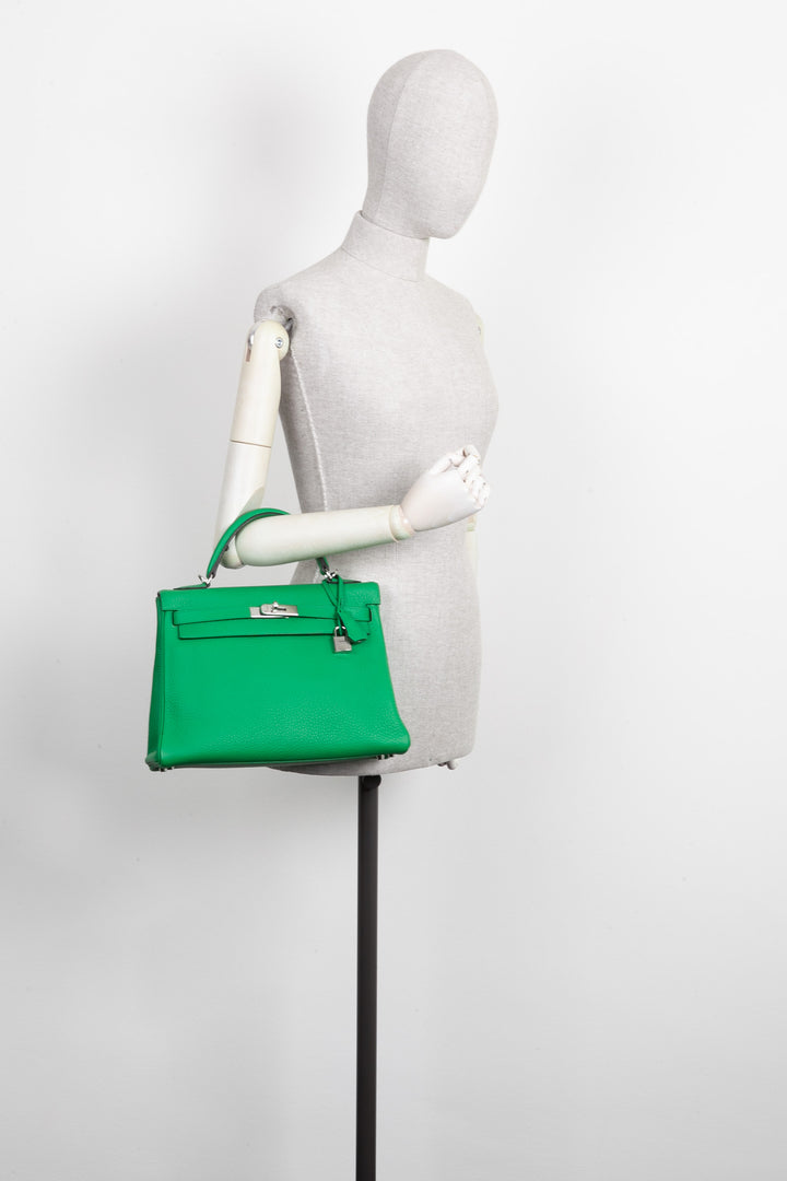 HERMÈS Kelly 32 Clemence Vert Bamboo