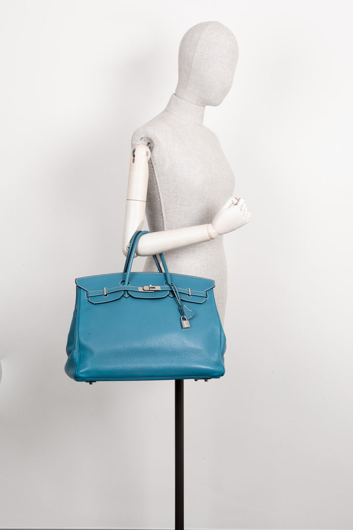 HERMÈS Birkin 40 Clemence Blue Jean