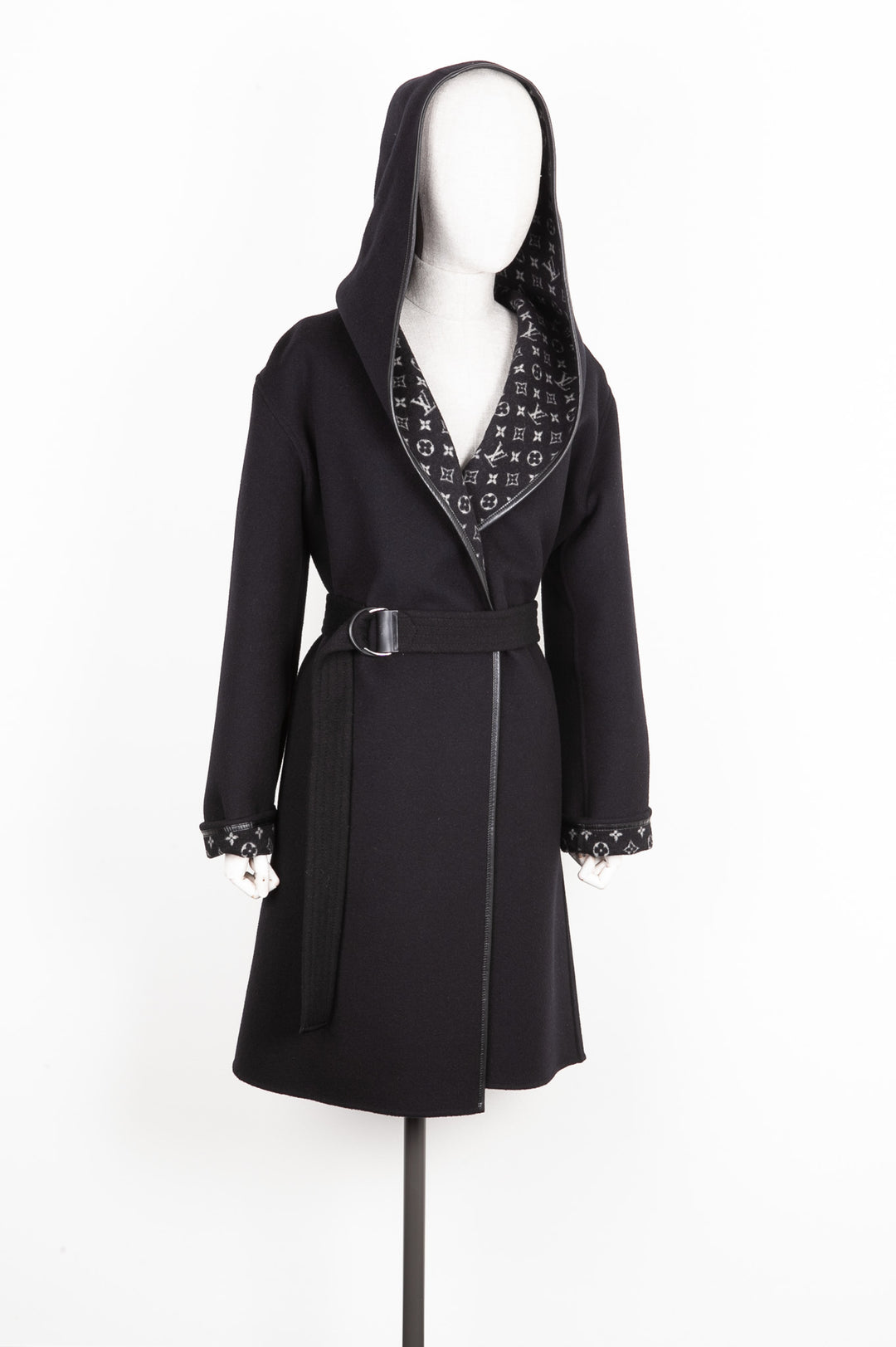 LOUIS VUITTON Monogram Wrap Coat Black