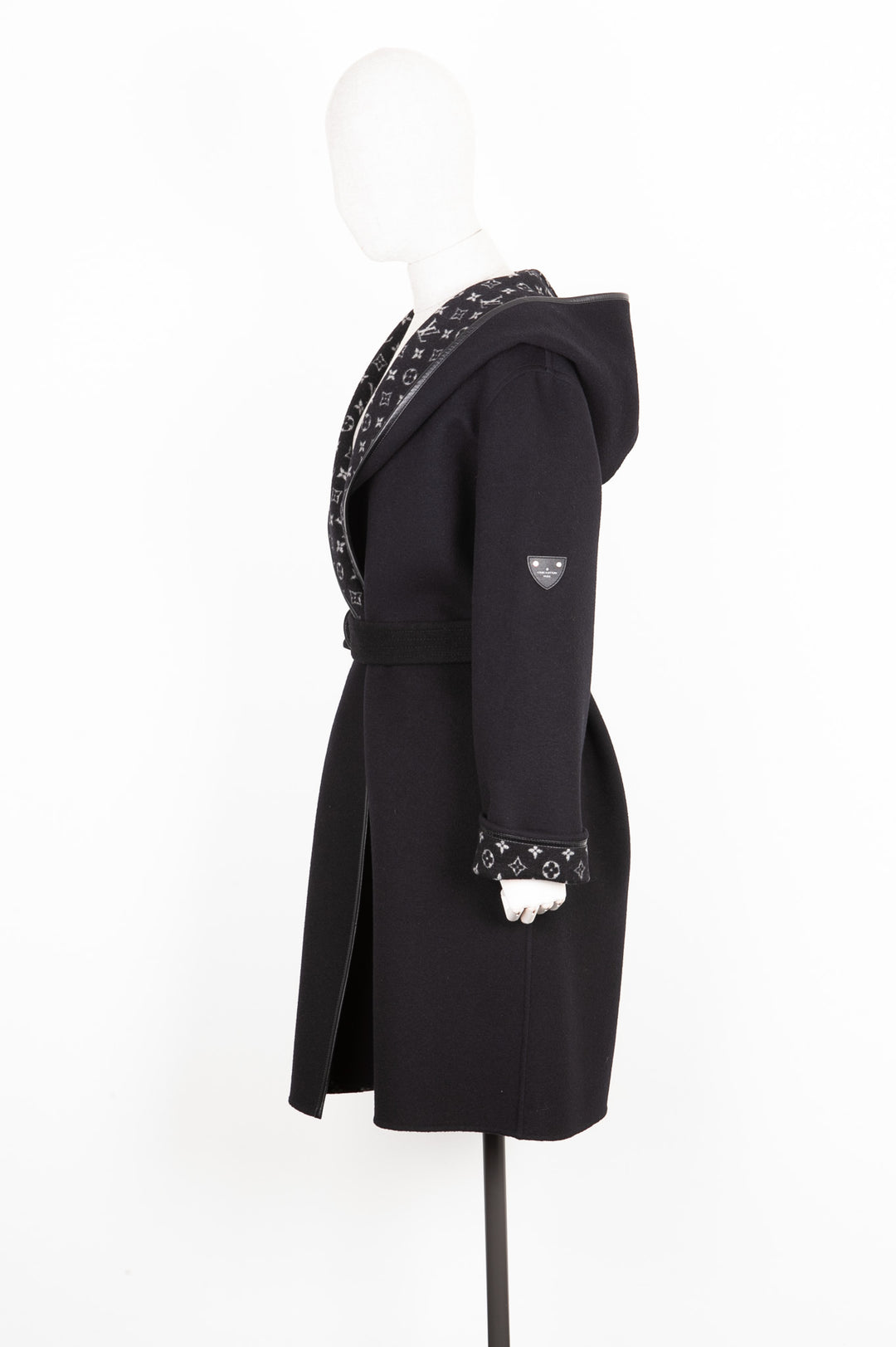 LOUIS VUITTON Monogram Wrap Coat Black