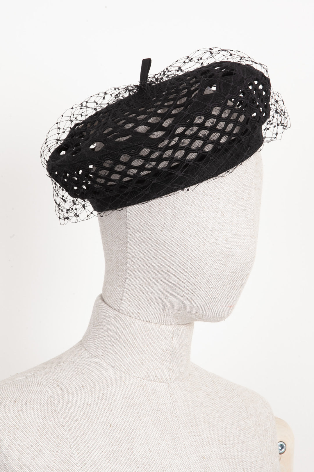 CHRISTIAN DIOR Arty Veil Beret Hat Black