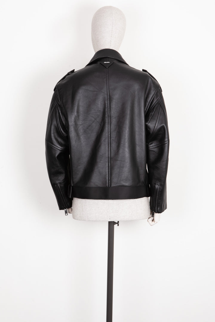 PRADA Biker Jacket Leather Black