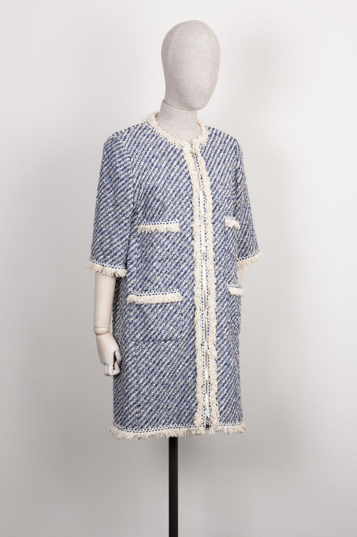 LOUIS VUITTON Coat Tweed Blue and White