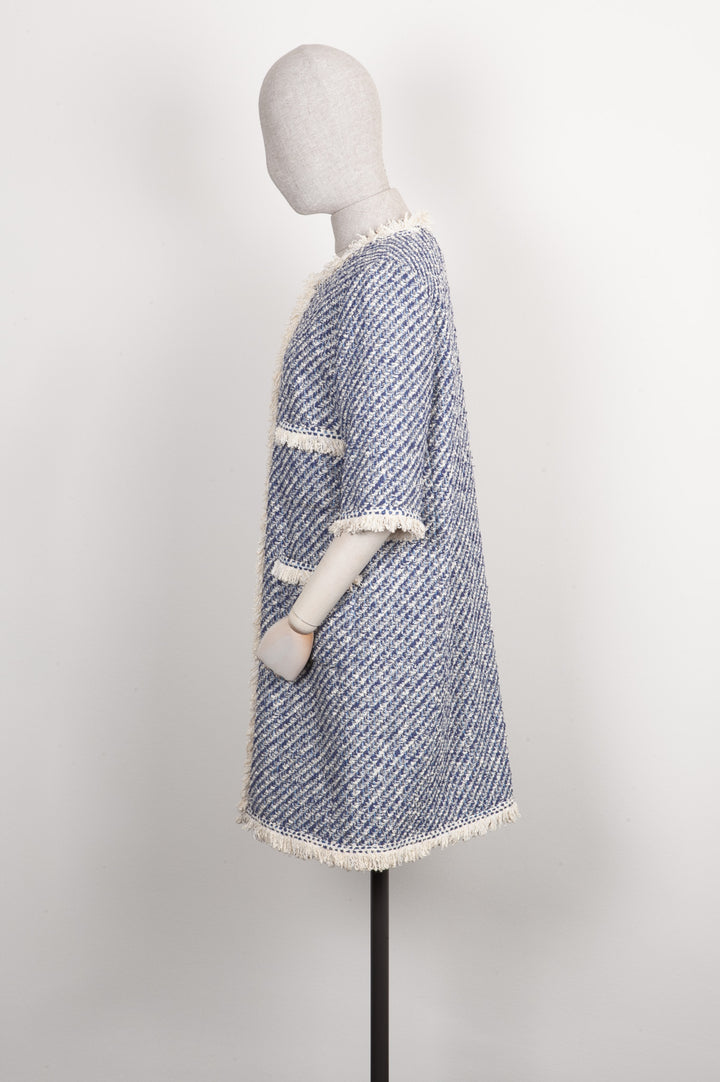 LOUIS VUITTON Coat Tweed Blue and White