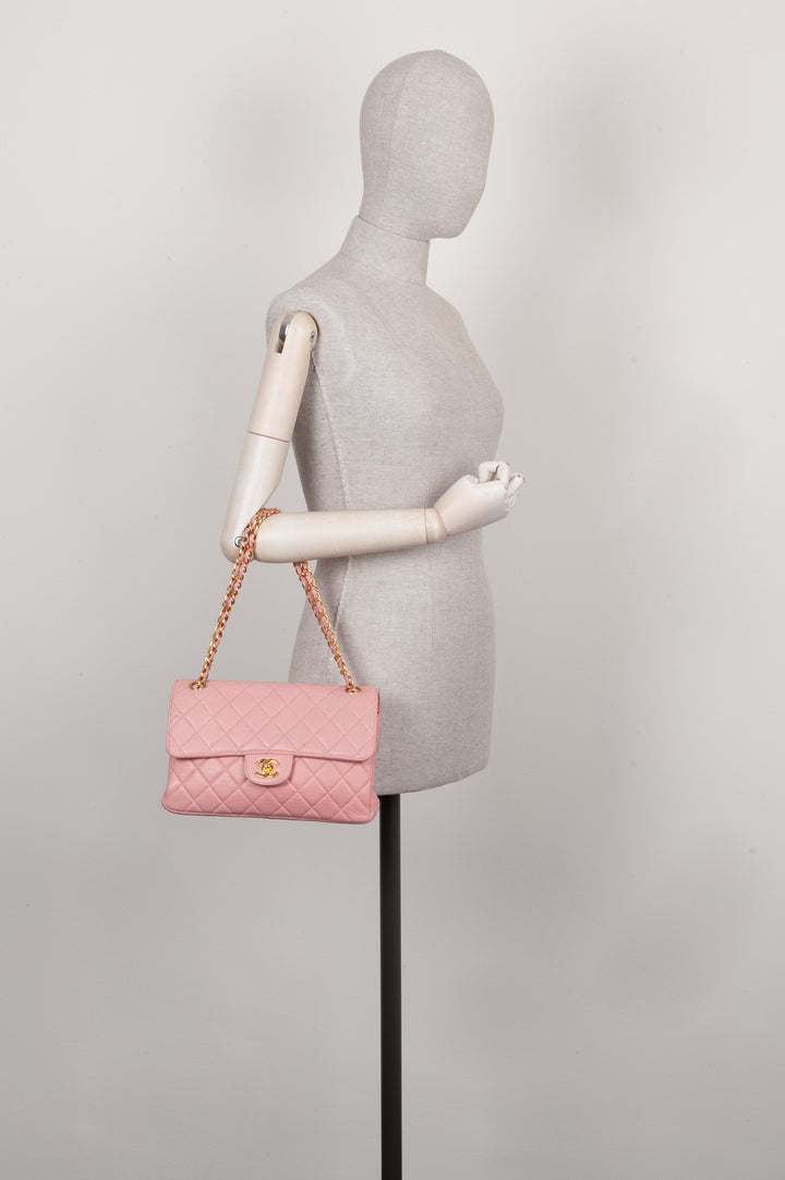 CHANEL Double Sided Flap Bag Medium Pink