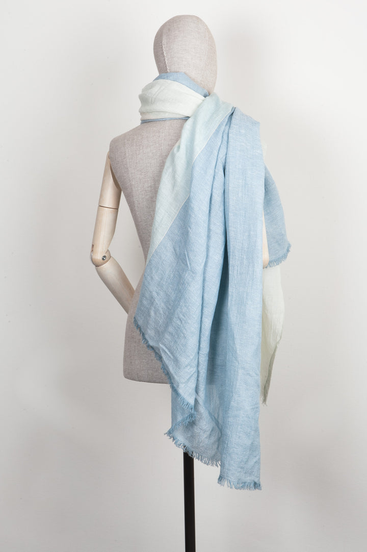 HERMÈS Large Scarf Cashmere & Linen Blue Gradient