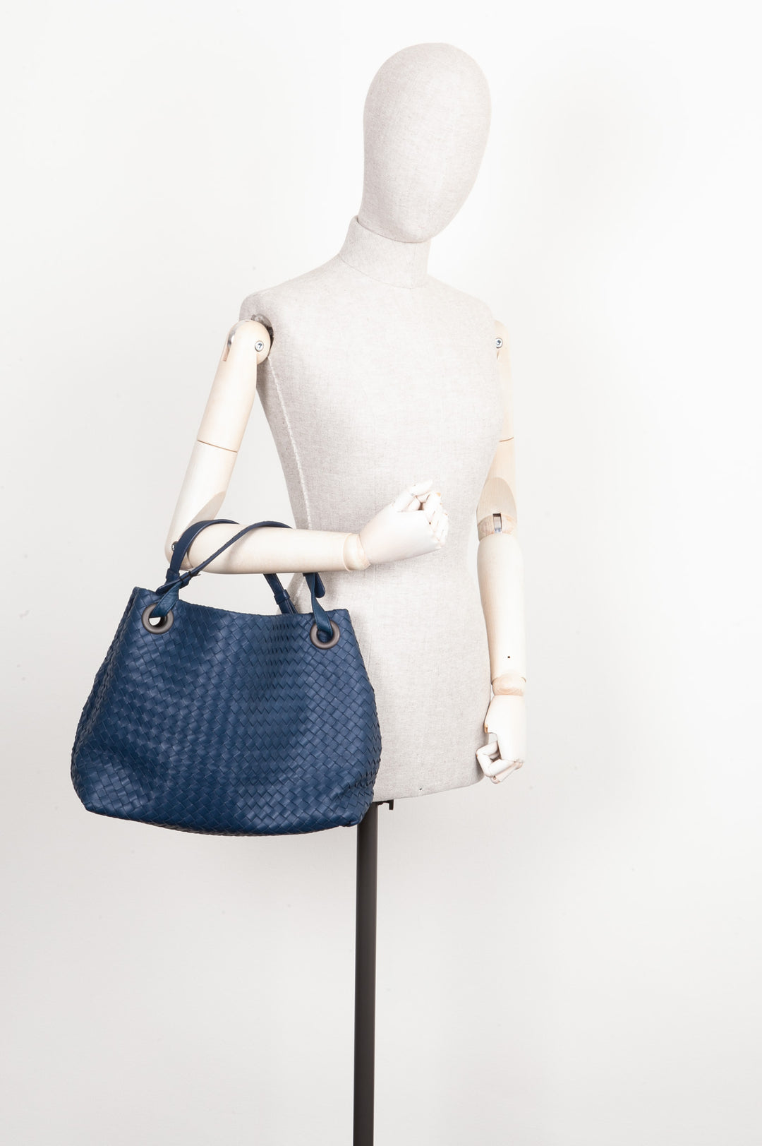 BOTTEGA VENETA Bella Tote Intrecciato Blue