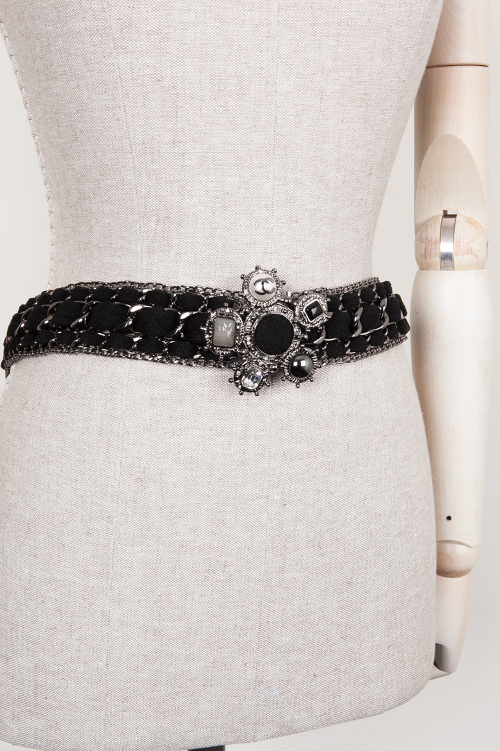 CHANEL Ceinture à chaîne croisée 05A Noir