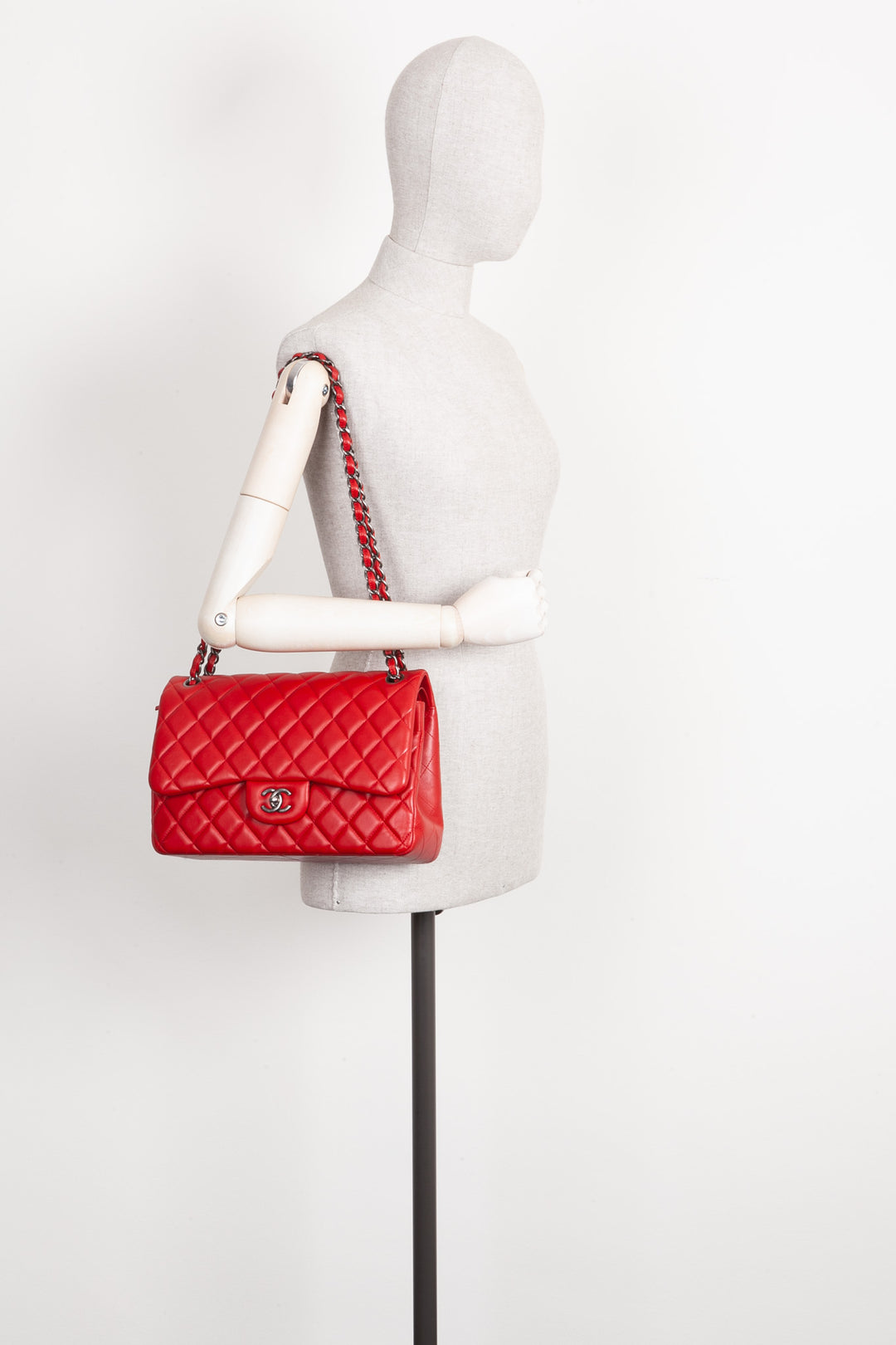 CHANEL Large Double Flap Bag Lambskin Red