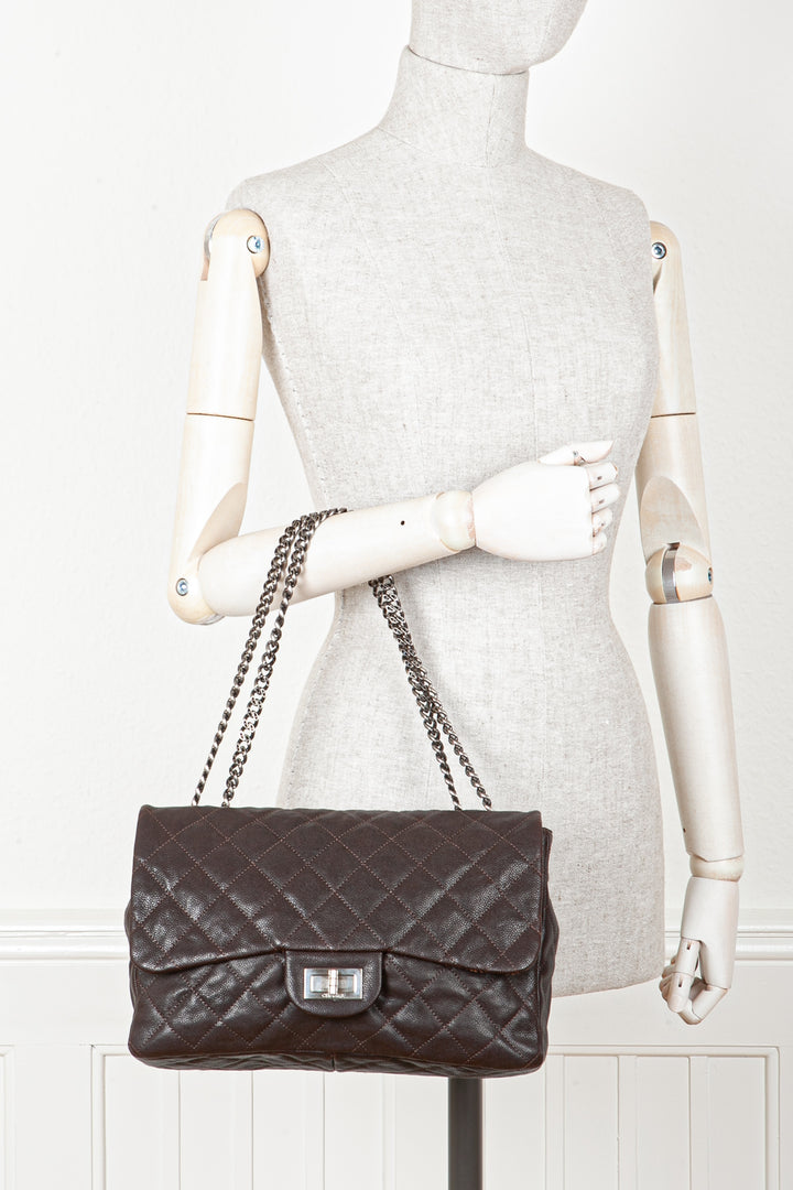 CHANEL 2.55 Single Flap Bag Caviar Brown