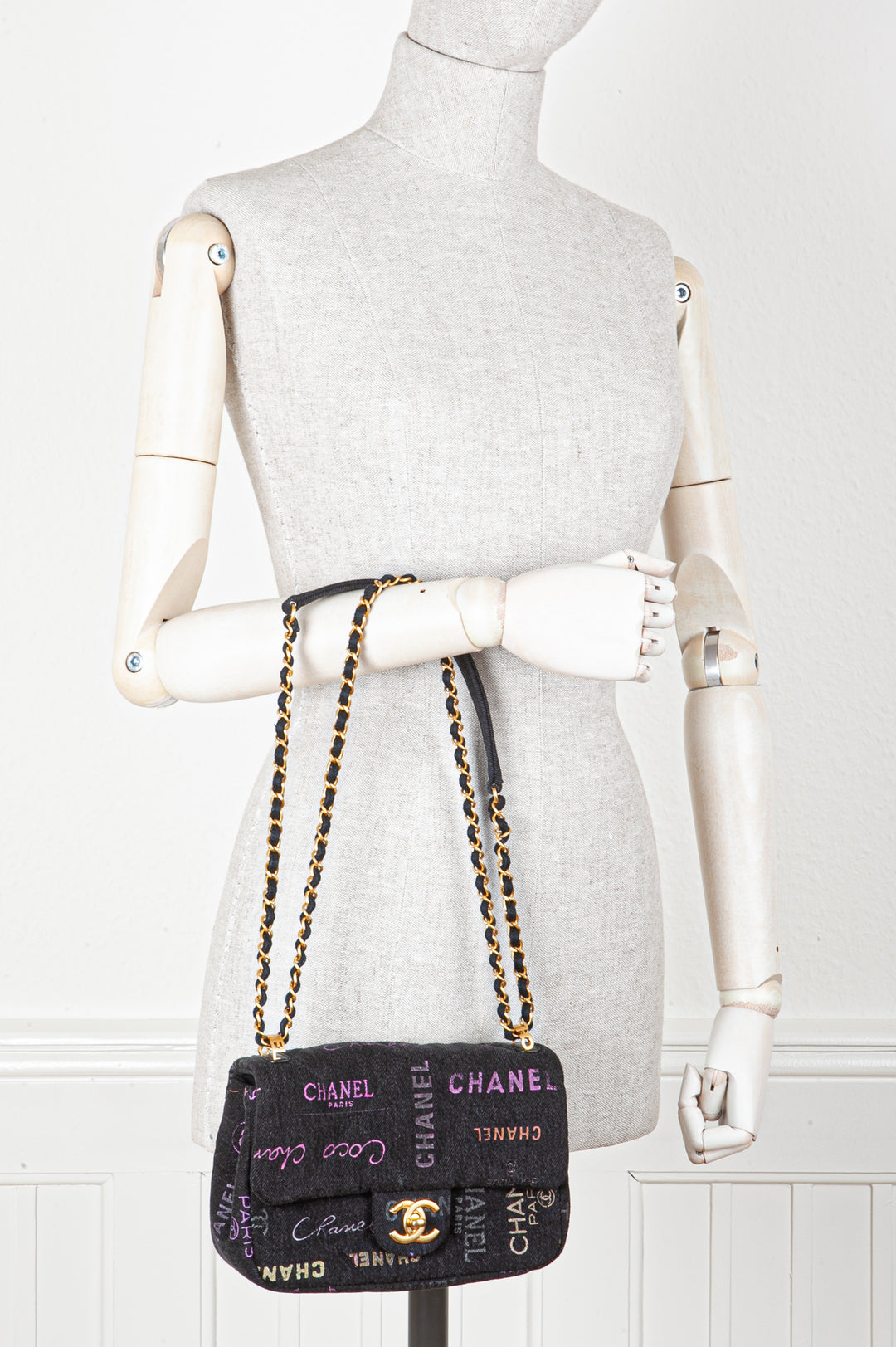 CHANEL Small Single Flap Denim Grafitti