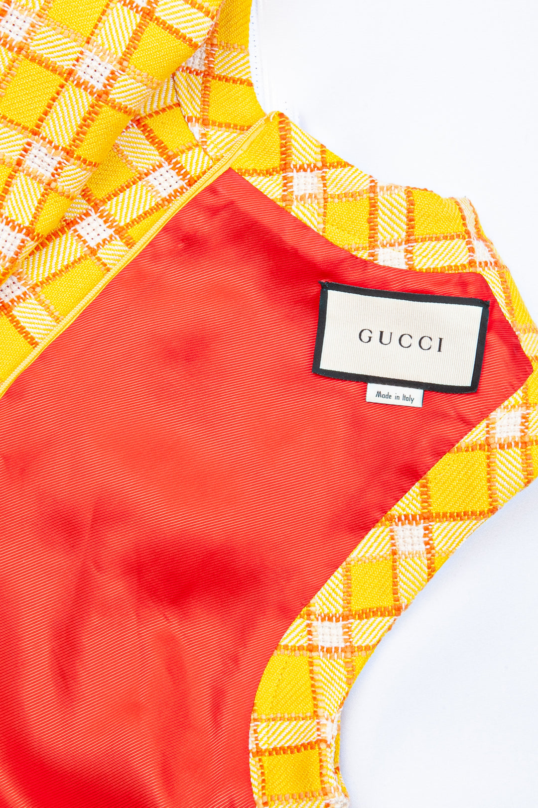 GUCCI Robe Carreaux Jaune