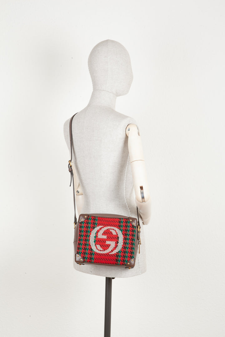 GUCCI Sac Trunk Tweed Pied de Poule